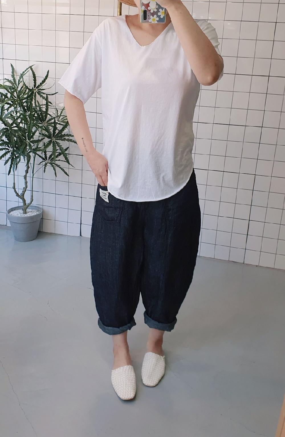 질좋은 빈티지 브이넥 기본 티셔츠 - 상세 이미지 4