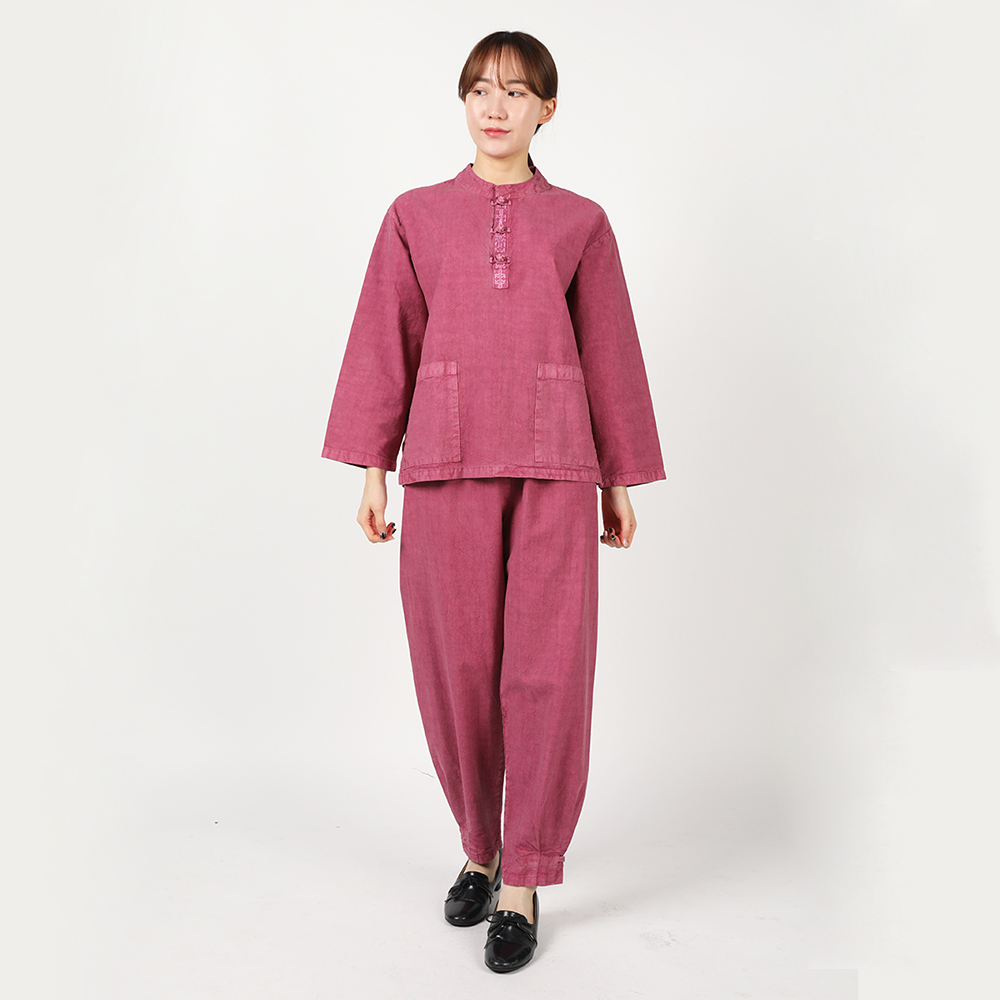 여자 봄가을 생활한복 20수 자수 티 바지 개량 계량 한복 절복 법복 이미지 7