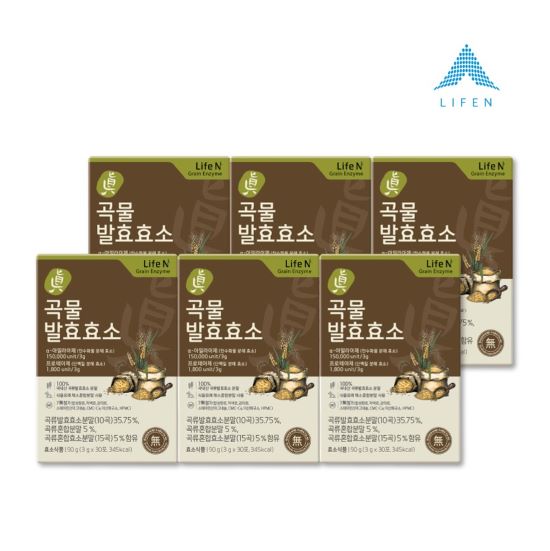 라이프엔 지방 탄수화불 분해 소화 유기농 진 곡물 발효 효소 3gx30포 30포, 6개 - 상품 이미지