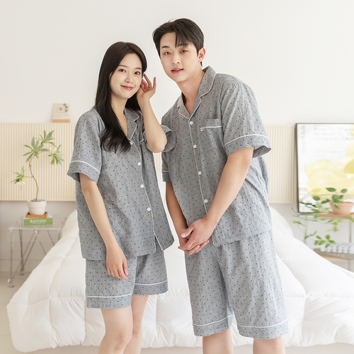 여성 잠옷 남자 여자 파자마 반팔 커플잠옷 신혼부부 연인 801-701 윙크GY 이미지 4