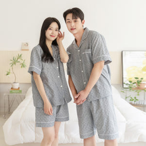 여성 잠옷 남자 여자 파자마 반팔 커플잠옷 신혼부부 연인 801-701 ... 착용 후기 | 사이즈/핏 총정리 - 상품 이미지 4