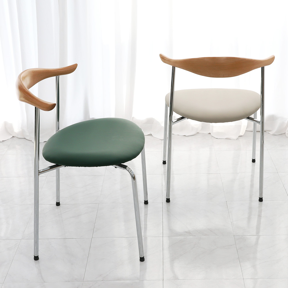 카우 실버 미드센츄리 모던 디자인 카페체어 인테리어 식탁의자