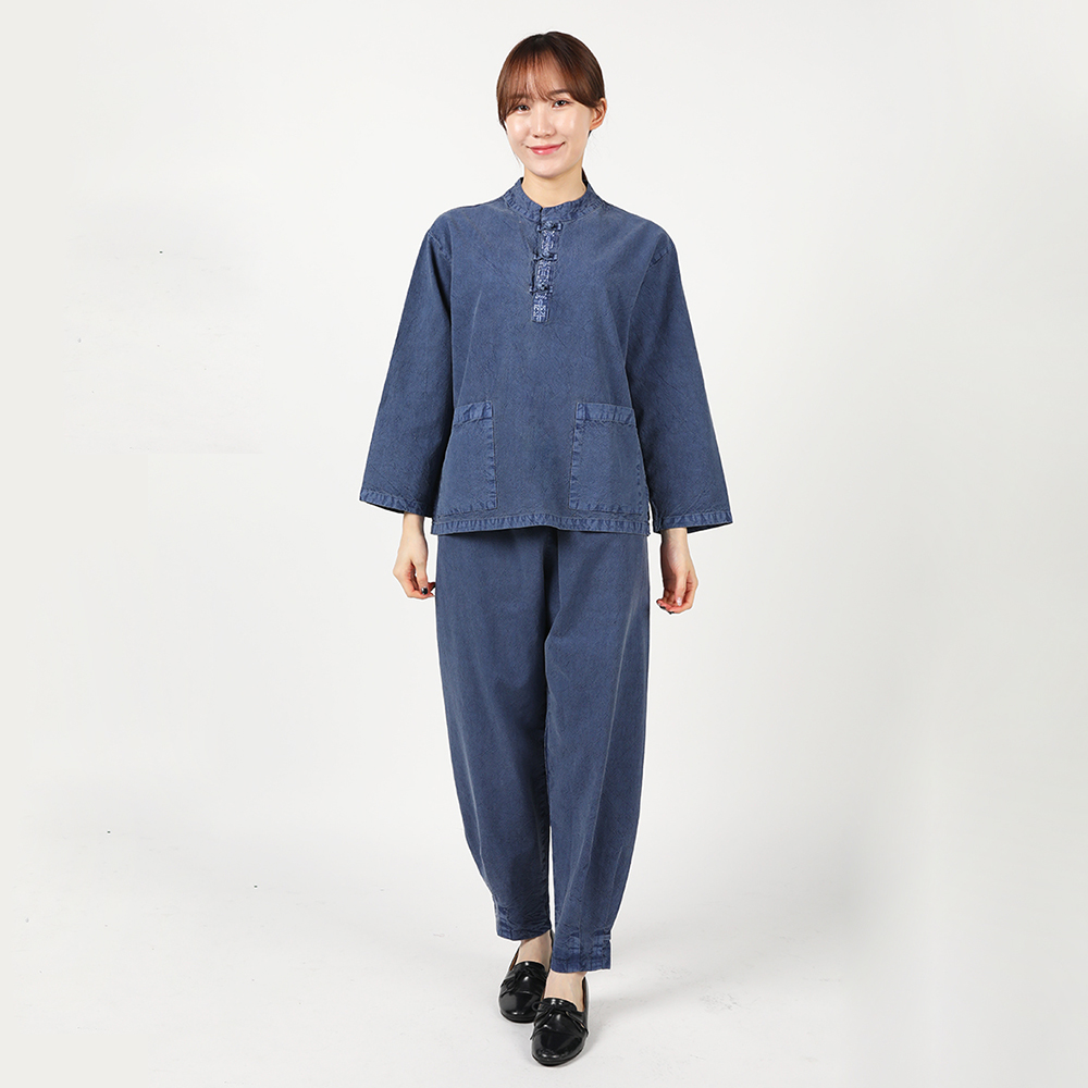 여자 봄가을 생활한복 20수 자수 티 바지 개량 계량 한복 절복 법복 이미지 6