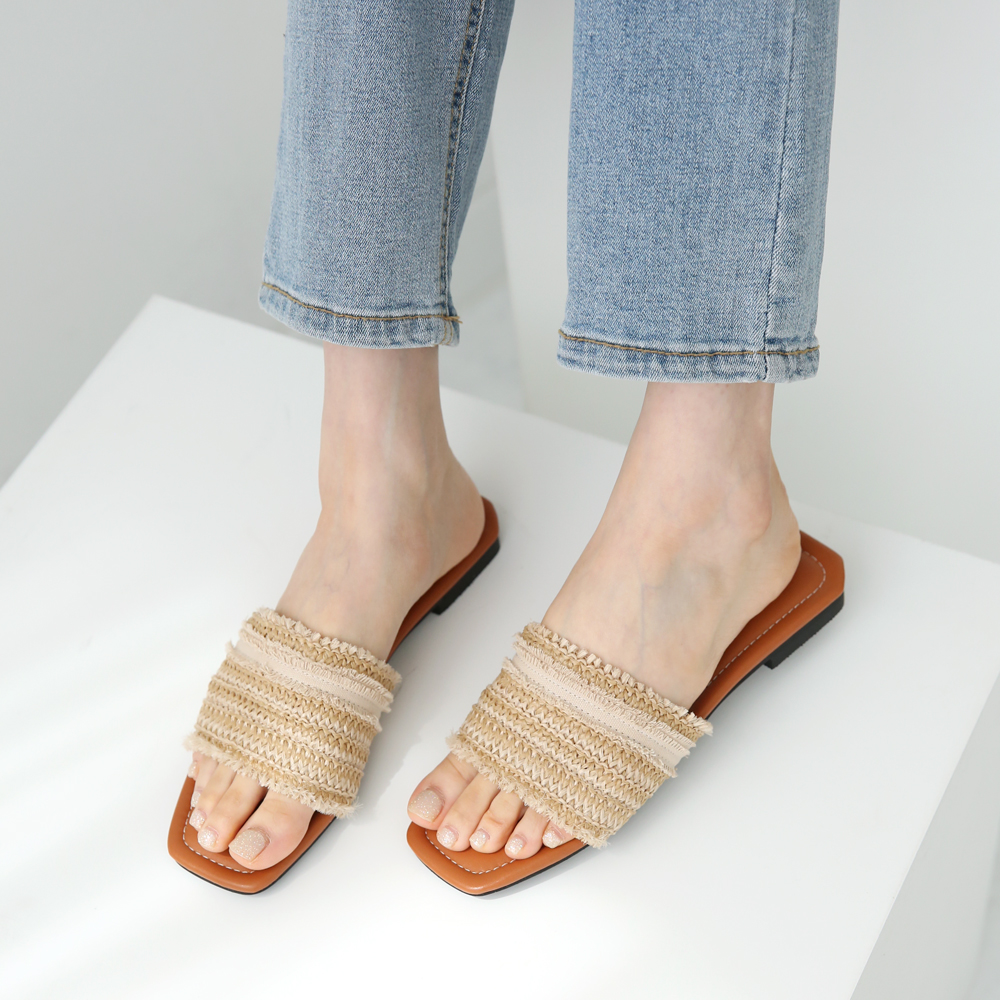 발편한 쿠션 여성 빅사이즈 슬리퍼 라탄슬리퍼