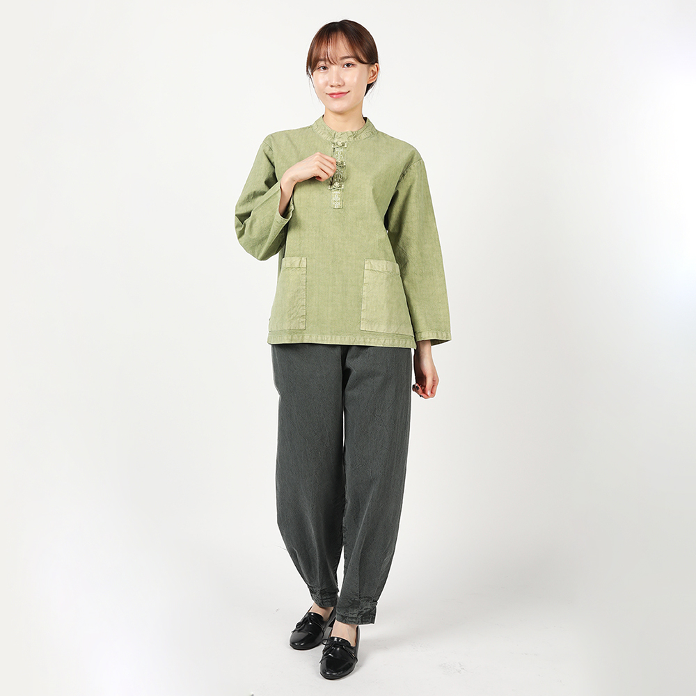여자 봄가을 생활한복 20수 자수 티 바지 개량 계량 한복 절복 법복 - 상품 이미지