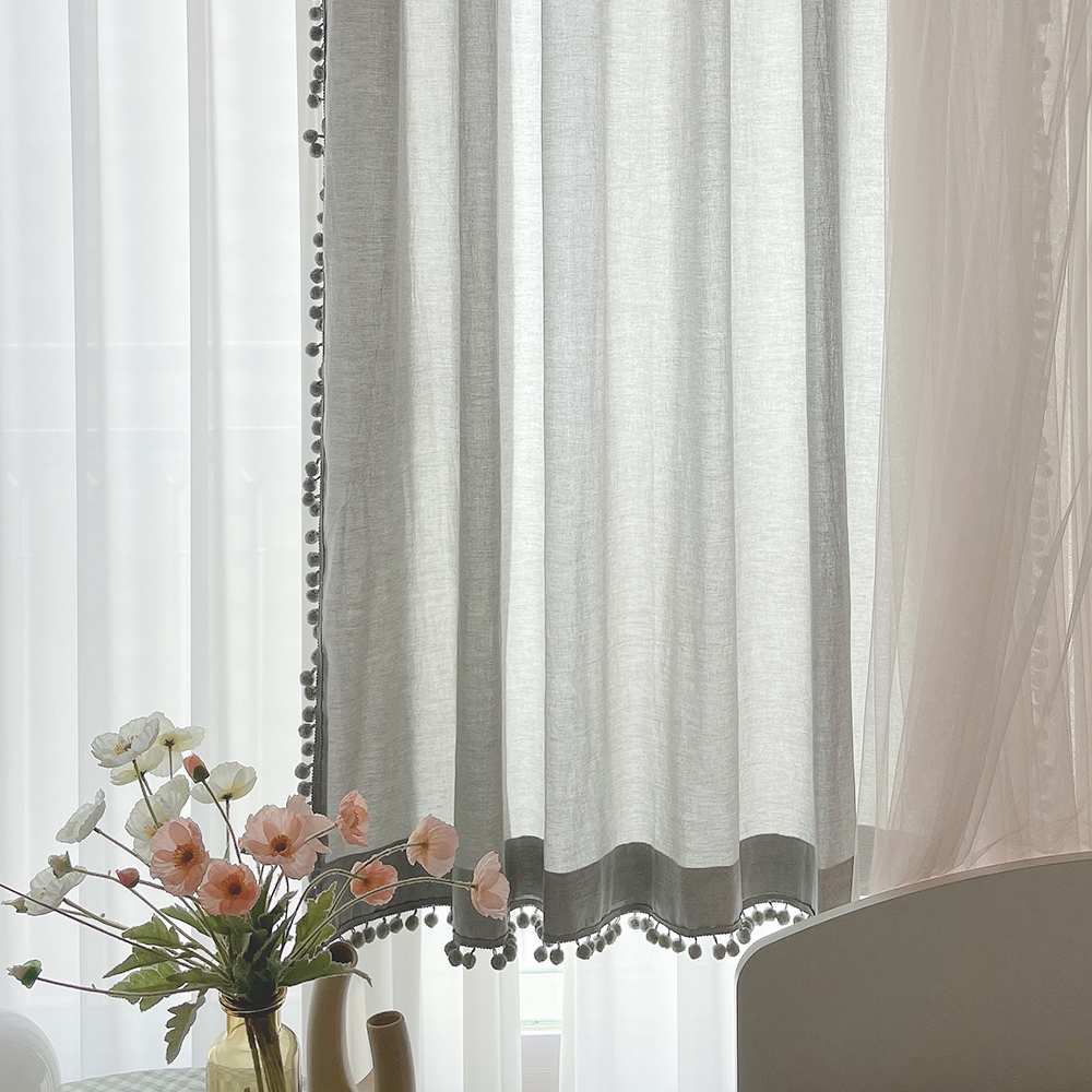 멜란 무지 폼폼 그레이 아이방 빈티지 아기방 맞춤제작 여아 남아