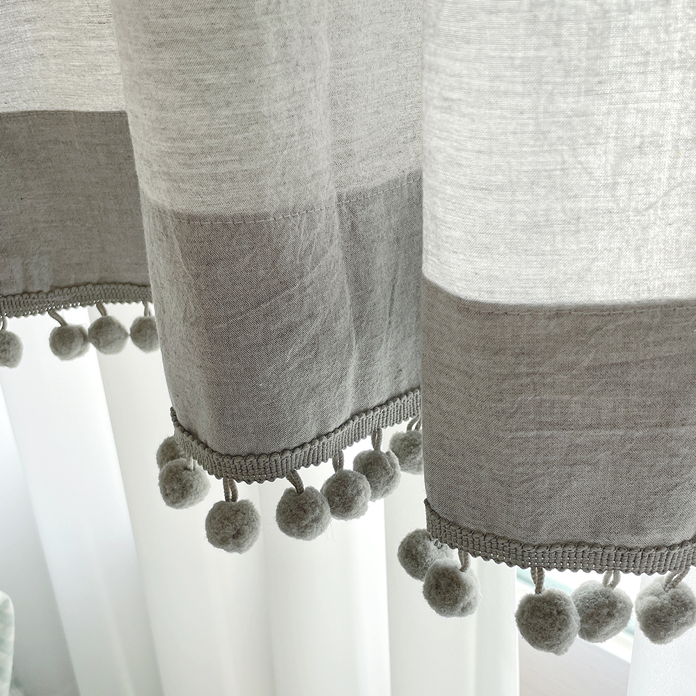 멜란 무지 폼폼 그레이 아이방 빈티지 아기방 맞춤제작 여아 남아