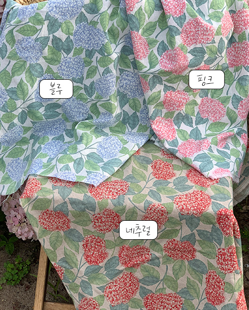 더블유패브릭 수국 워싱처리 15수 대폭 린넨천 원단 앞치마 커튼 소품 천가게 - 상세 이미지 2