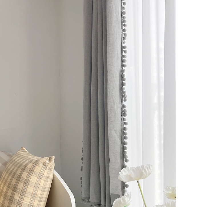 멜란 무지 폼폼 그레이 아이방 빈티지 아기방 맞춤제작 여아 남아