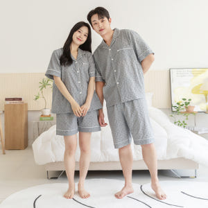 여성 잠옷 남자 여자 파자마 반팔 커플잠옷 신혼부부 연인 801-701 ... 착용 후기 | 사이즈/핏 총정리 - 상품 이미지 2
