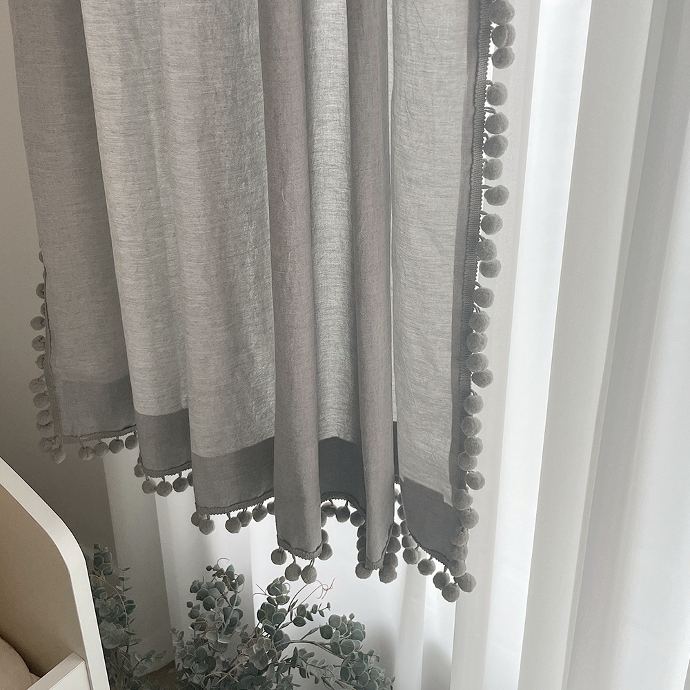 멜란 무지 폼폼 그레이 아이방 빈티지 아기방 맞춤제작 여아 남아