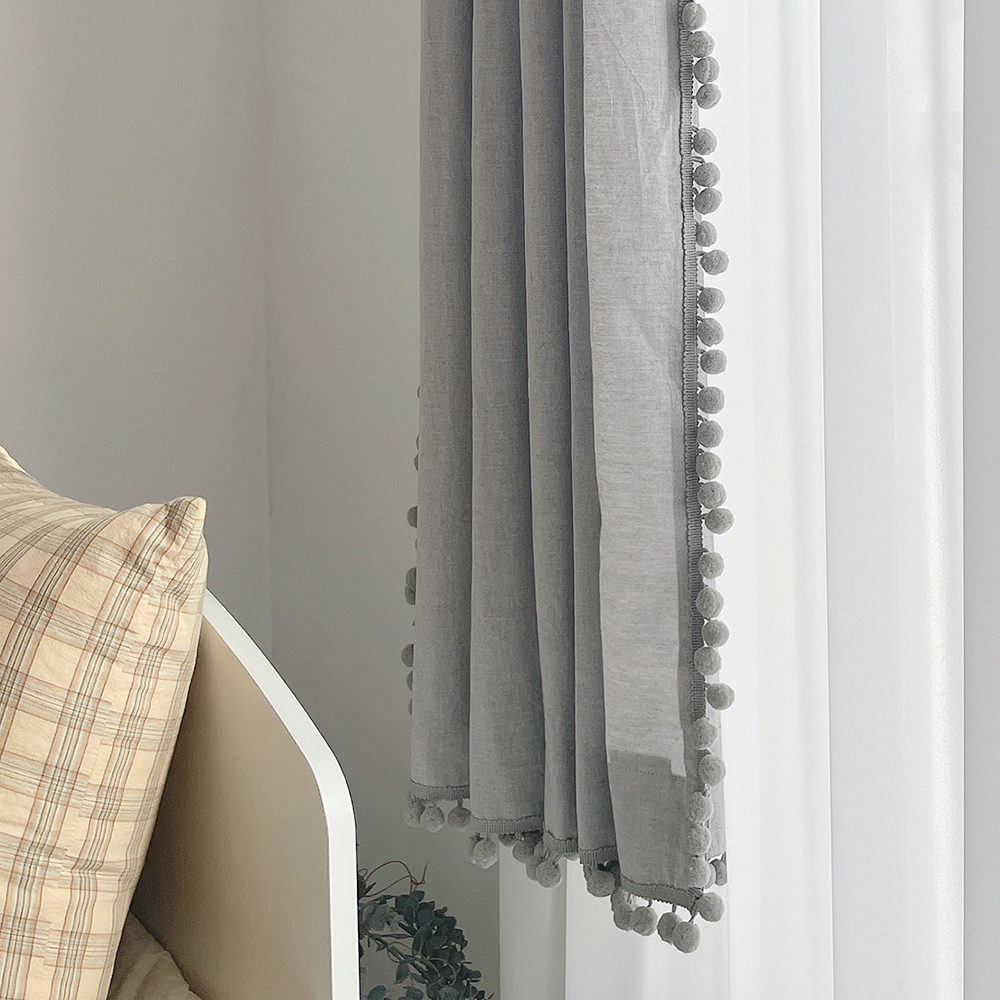 멜란 무지 폼폼 그레이 아이방 빈티지 아기방 맞춤제작 여아 남아