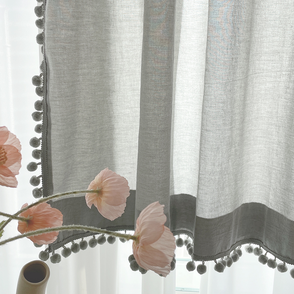 멜란 무지 폼폼 그레이 아이방 빈티지 아기방 맞춤제작 여아 남아