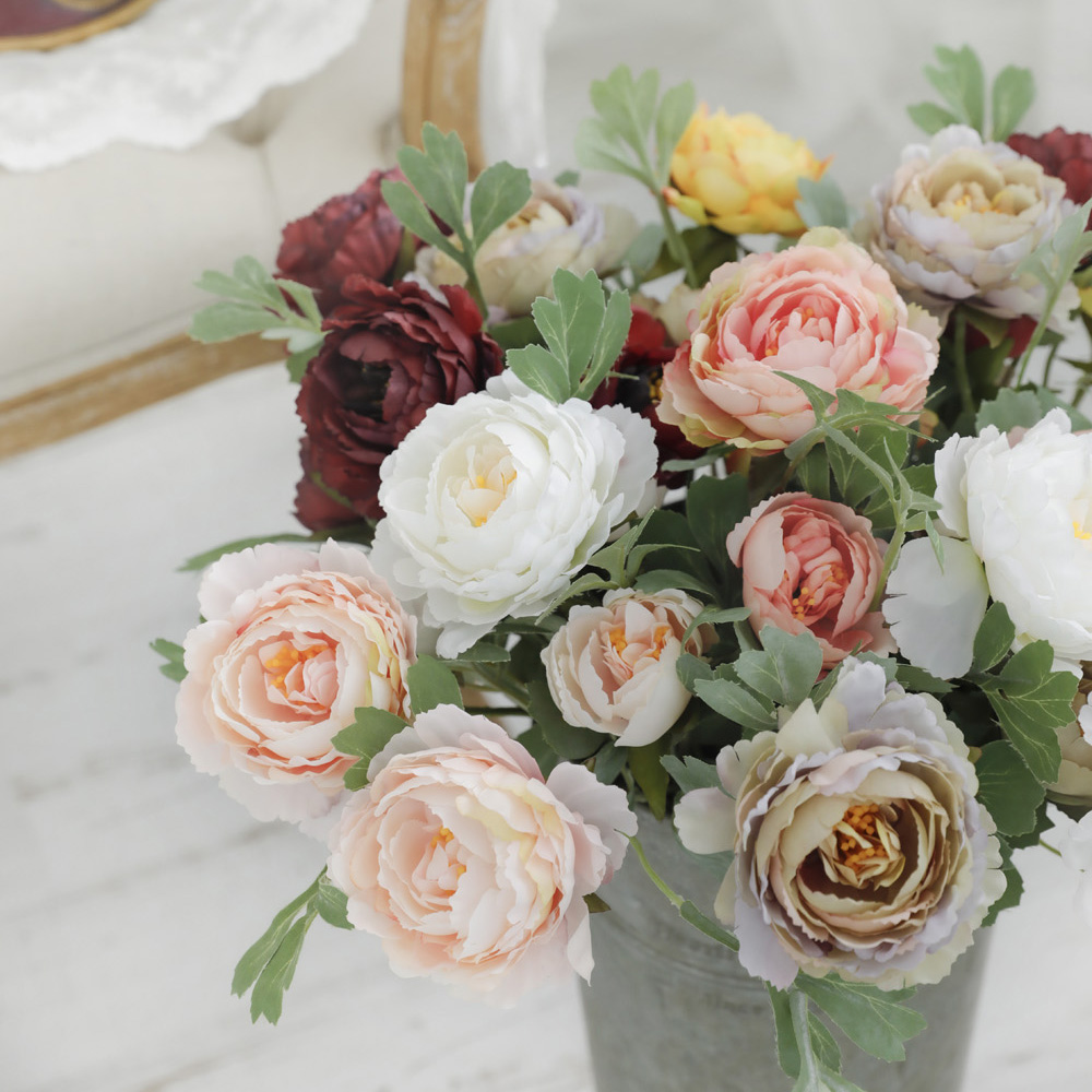 빈티지 블로썸 라넌큘러스 장미 인테리어 조화 장식 실크 플라워 소품 이미지 3