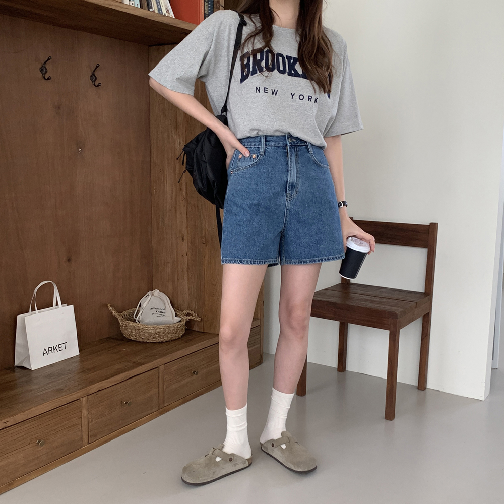 오버핏 자수 레터링 박스티 여름 여자 티셔츠 면 라운드 레이어드 이너 여성 반팔티 이미지 4