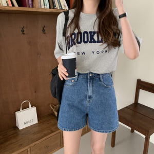 오버핏 자수 레터링 박스티 여름 여자 티셔츠 면 라운드 레이어드 이너 여... 착용 후기 | 사이즈/핏 총정리 - 상품 이미지 3