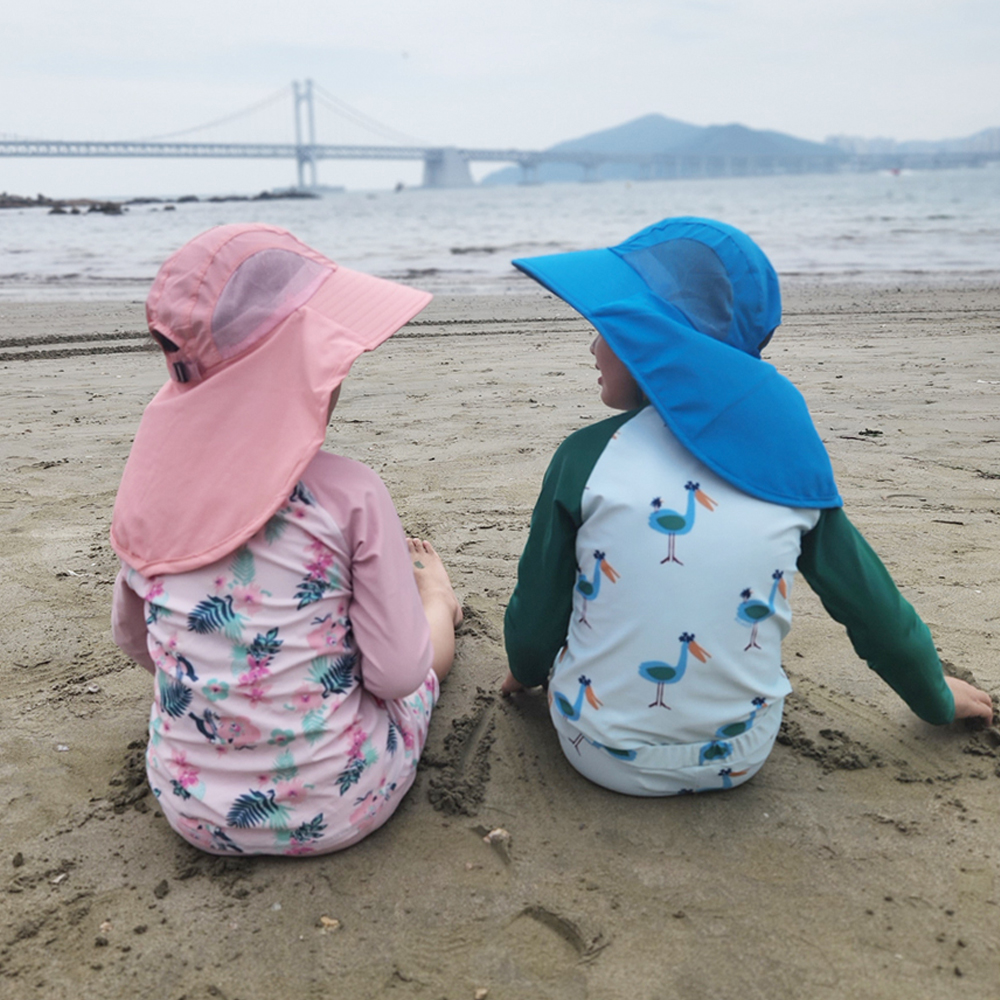 키즈 유아 아기 플랩캡 물놀이모자 버킷햇 아쿠아 여름 아동 와이드 - 상세 이미지 2