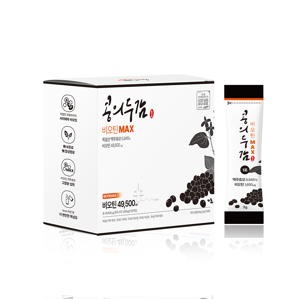 검은콩 비오틴 맥주효모 서리태환 머리빠짐 콩의두감 비오틴 맥스 3g 30포, 1개