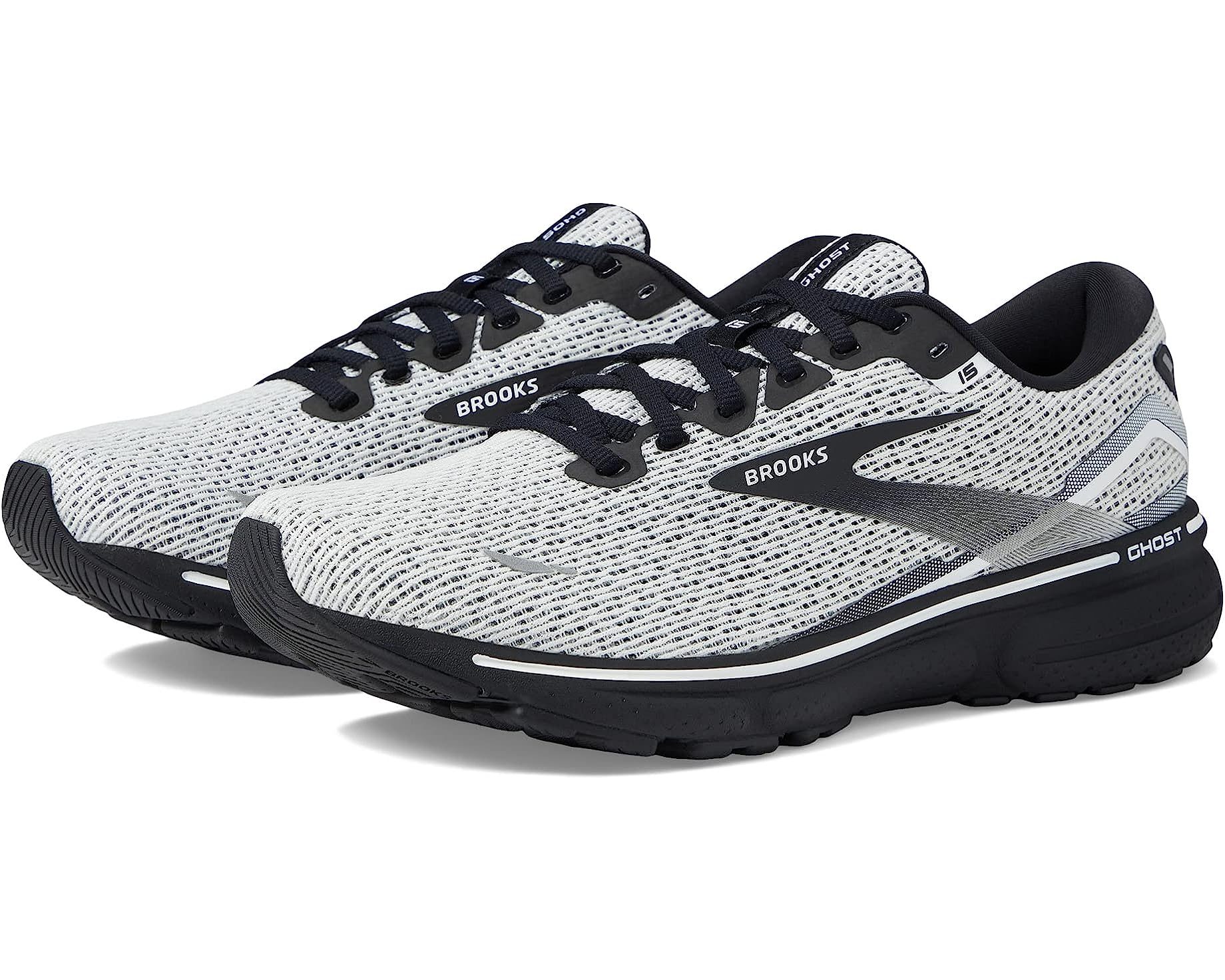 브룩스 BROOKS GHOST 15 남성 러닝화 White/Black - 상세 이미지 2