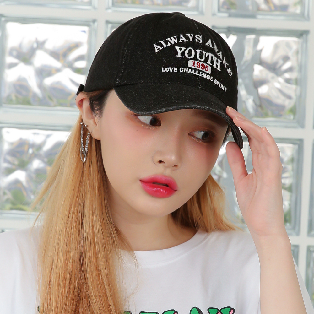 국내생산 YOUTH 1995 레터링 데님 볼캡 빈티지 캡모자 남녀공용 청지 야구모자 - 상세 이미지 3