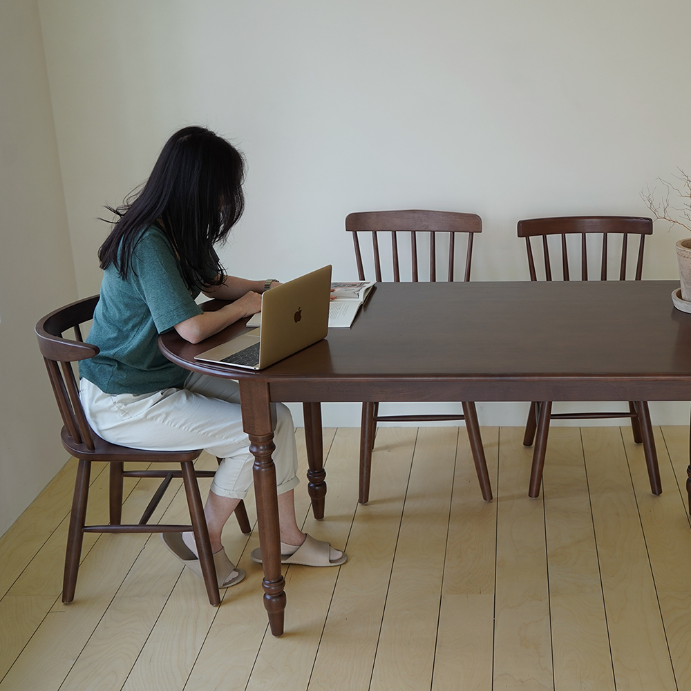 자야캠핑 코콜라 월넛 원목 타원형 4인 6인 식탁 테이블 1800