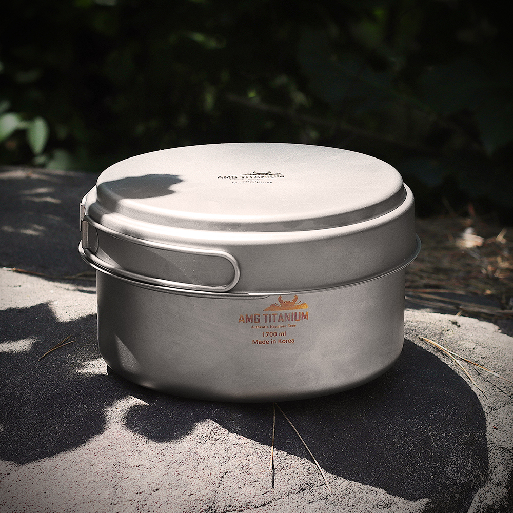 AMG 티타늄 코펠 캠핑 반합 쿠커 백패킹 1.7L +WB비너
