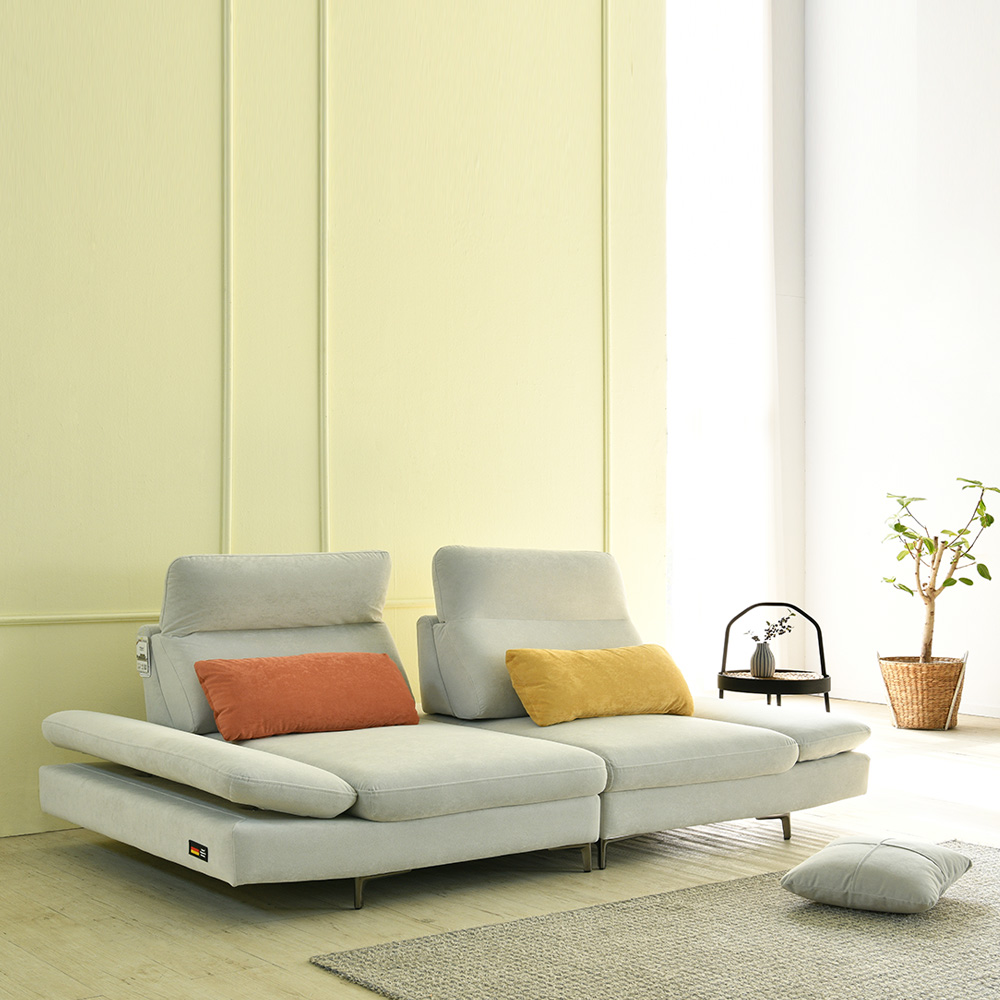 스코나 멜니체 타이보 아쿠아텍스 패브릭 좌방석확장 스윙 소파 스툴미포함, 연그레이, 3인용