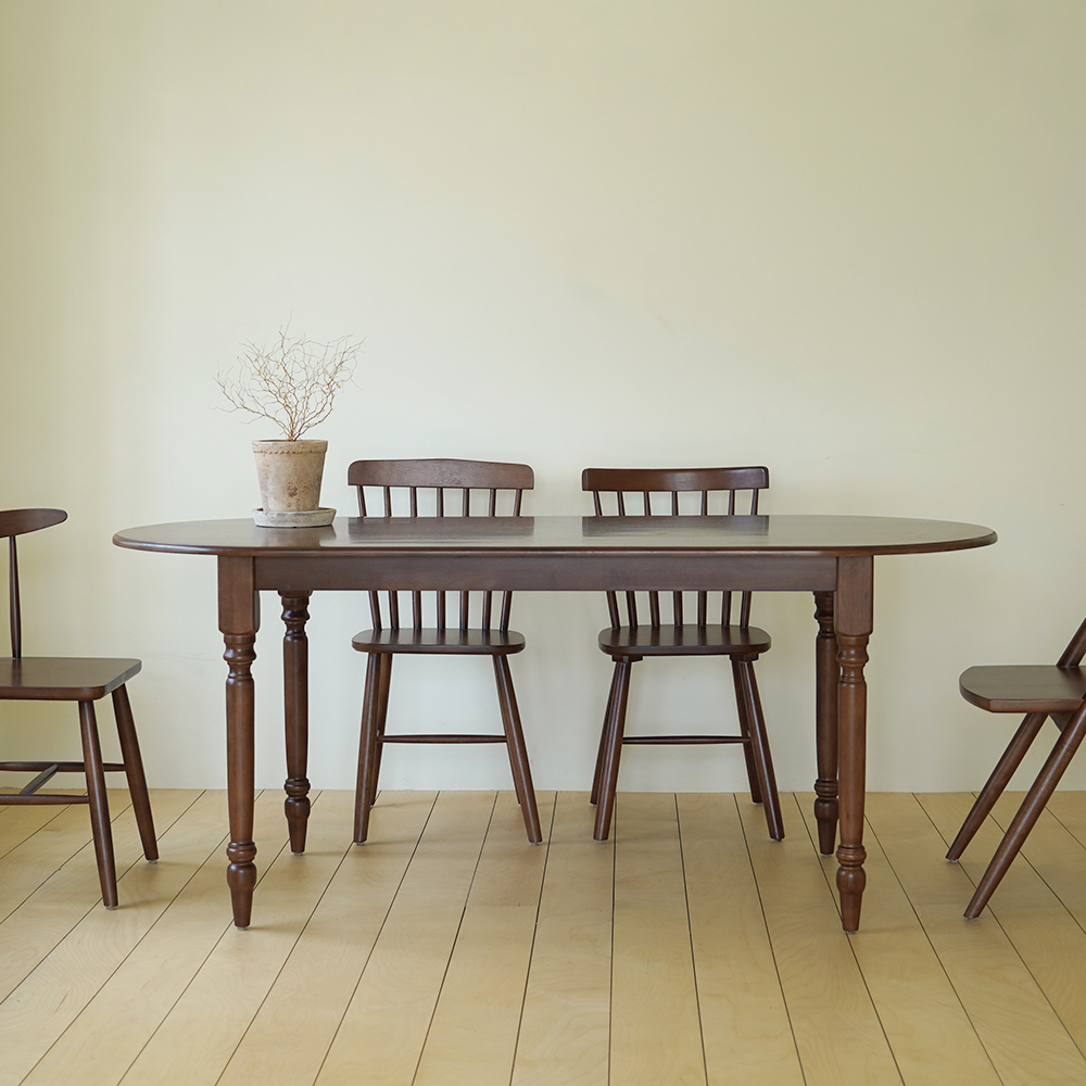 자야캠핑 코콜라 월넛 원목 타원형 4인 6인 식탁 테이블 1800