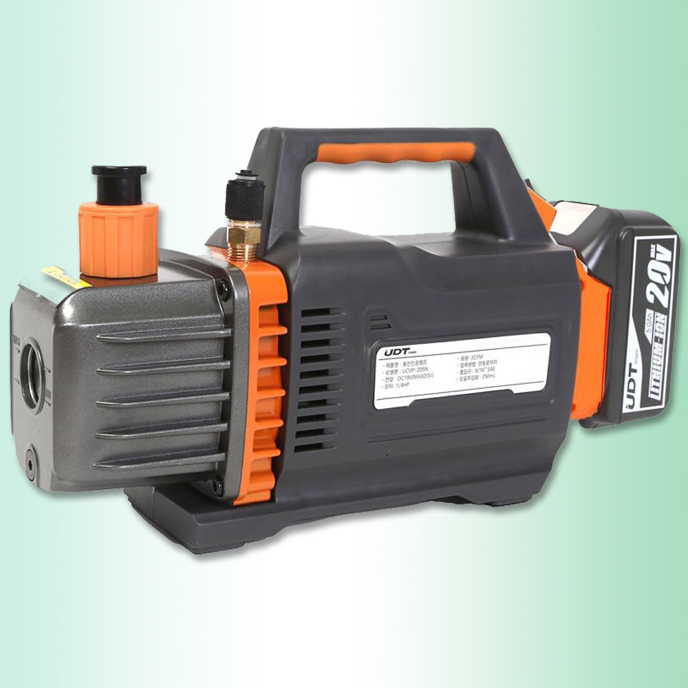 UDT 충전진공펌프 배터리, 충전기 포함 UCVP-205 냉매 에어컨 진공기