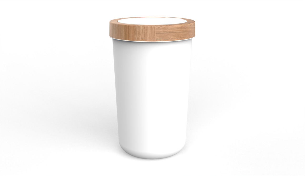 씨에스리빙 뱀부 원터치쓰레기통 종량제봉투 인테리어휴지통 원형 5L 화이트 제품 이미지