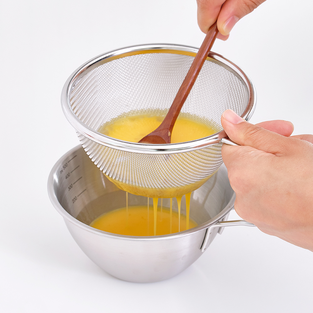 스텐 뉴 미니 숏핸들 믹싱볼 채반 세트 13cm / 500ml 과일 야채 바구니 채망 계량컵 - 상품 이미지
