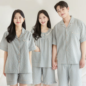 여성 잠옷 남자 여자 파자마 반팔 커플잠옷 신혼부부 연인 24S804-7... 착용 후기 | 사이즈/핏 총정리 - 상품 이미지 1