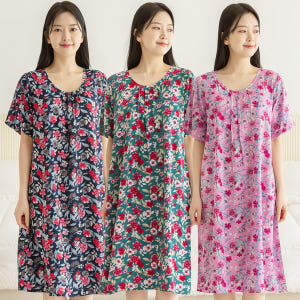 여성 잠옷 여자 파자마 홈웨어 원피스 꽃무늬 플라워 2310 앤플라워 착용 후기 | 사이즈/핏 총정리 - 상품 이미지 1
