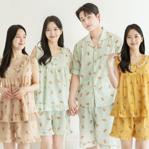 여성 잠옷 남자 파자마 반팔 커플잠옷 신혼부부 연인 409_309 곰돌이... 착용 후기 | 사이즈/핏 총정리 - 상품 이미지 1