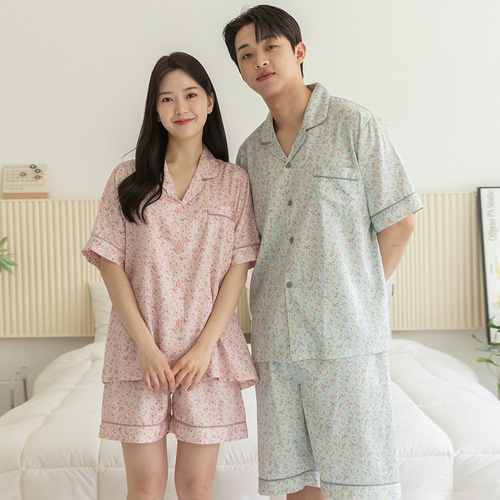 여성 잠옷 남자 파자마 반팔 커플잠옷 신혼부부 연인 806-706 꽃향기2 이미지 2