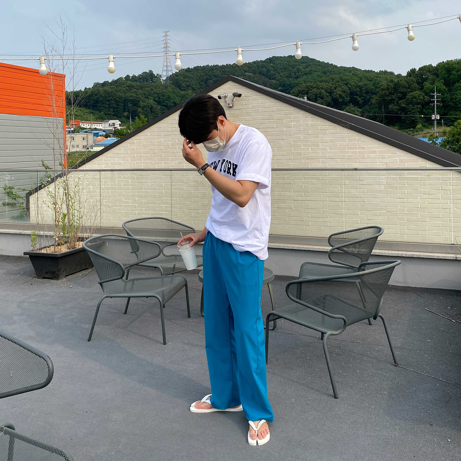 1+1 남자린넨바지 남자와이드팬츠 통큰바지 - 상세 이미지 3