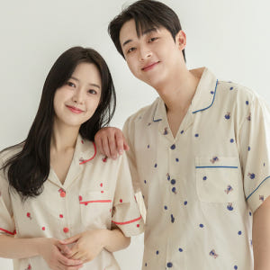 여성 잠옷 남자 여자 파자마 반팔 커플잠옷 신혼부부 연인 807_707 ... 착용 후기 | 사이즈/핏 총정리 - 상품 이미지 2
