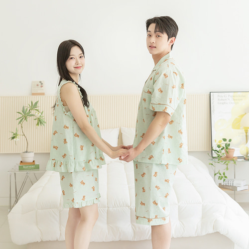 여성 잠옷 남자 파자마 반팔 커플잠옷 신혼부부 연인 409_309 곰돌이2 이미지 3