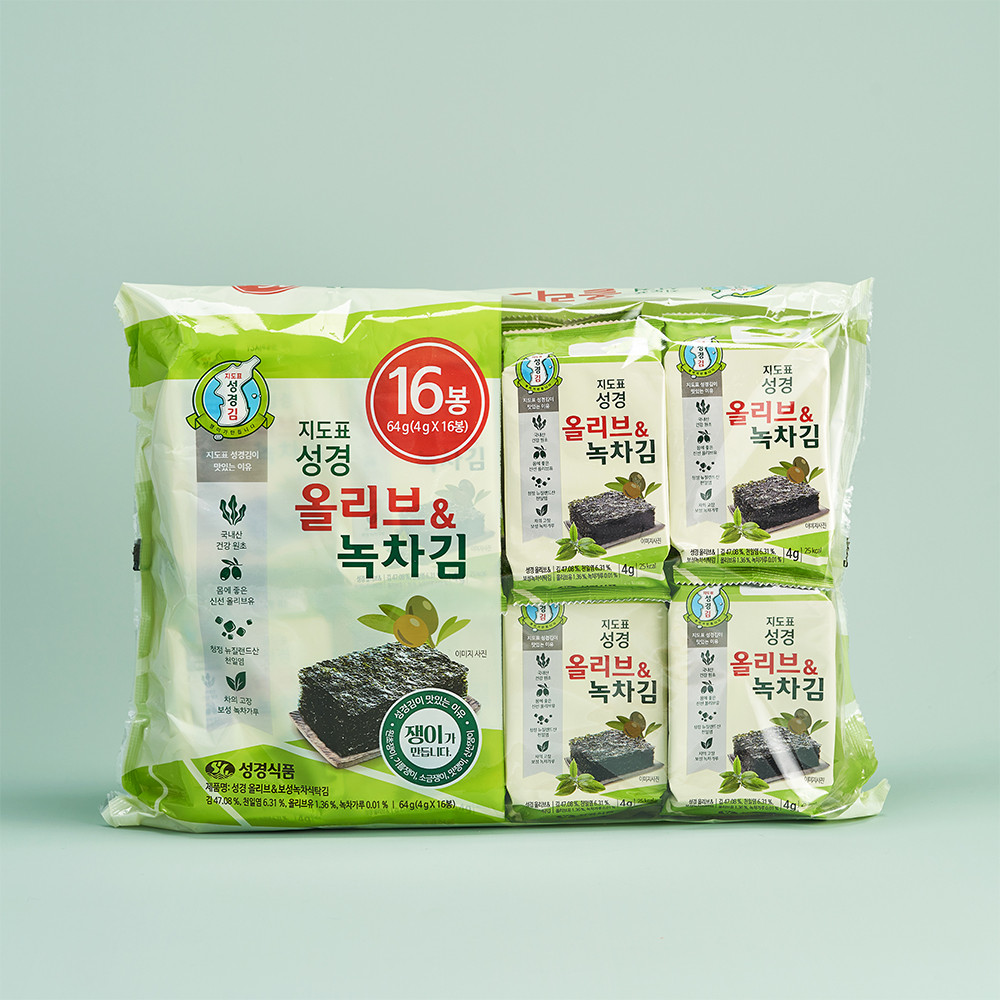 [성경김본사] 올리브녹차 도시락김 4g 16개입, 2개 - 상세 이미지 3