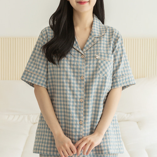 여성 잠옷 남자 여자 파자마 반팔 커플잠옷 신혼부부 연인 24S804-704 이미지 4