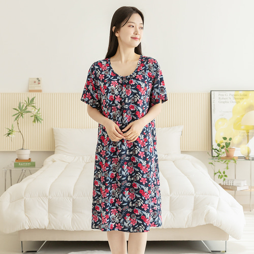 여성 잠옷 여자 파자마 홈웨어 원피스 꽃무늬 플라워 2310 앤플라워 이미지 2