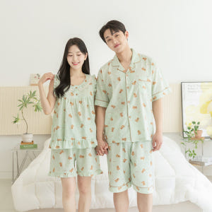 여성 잠옷 남자 파자마 반팔 커플잠옷 신혼부부 연인 409_309 곰돌이... 착용 후기 | 사이즈/핏 총정리 - 상품 이미지 2
