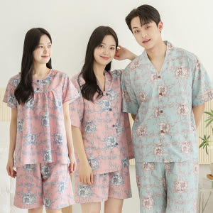 여성 잠옷 남자 파자마 반팔 커플잠옷 신혼부부 연인 24S809_709 착용 후기 | 사이즈/핏 총정리 - 상품 이미지 1