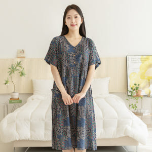 여성 잠옷 여자 파자마 반팔 원피스 홈웨어 23S743-1 해서웨이 착용 후기 | 사이즈/핏 총정리 - 상품 이미지 2