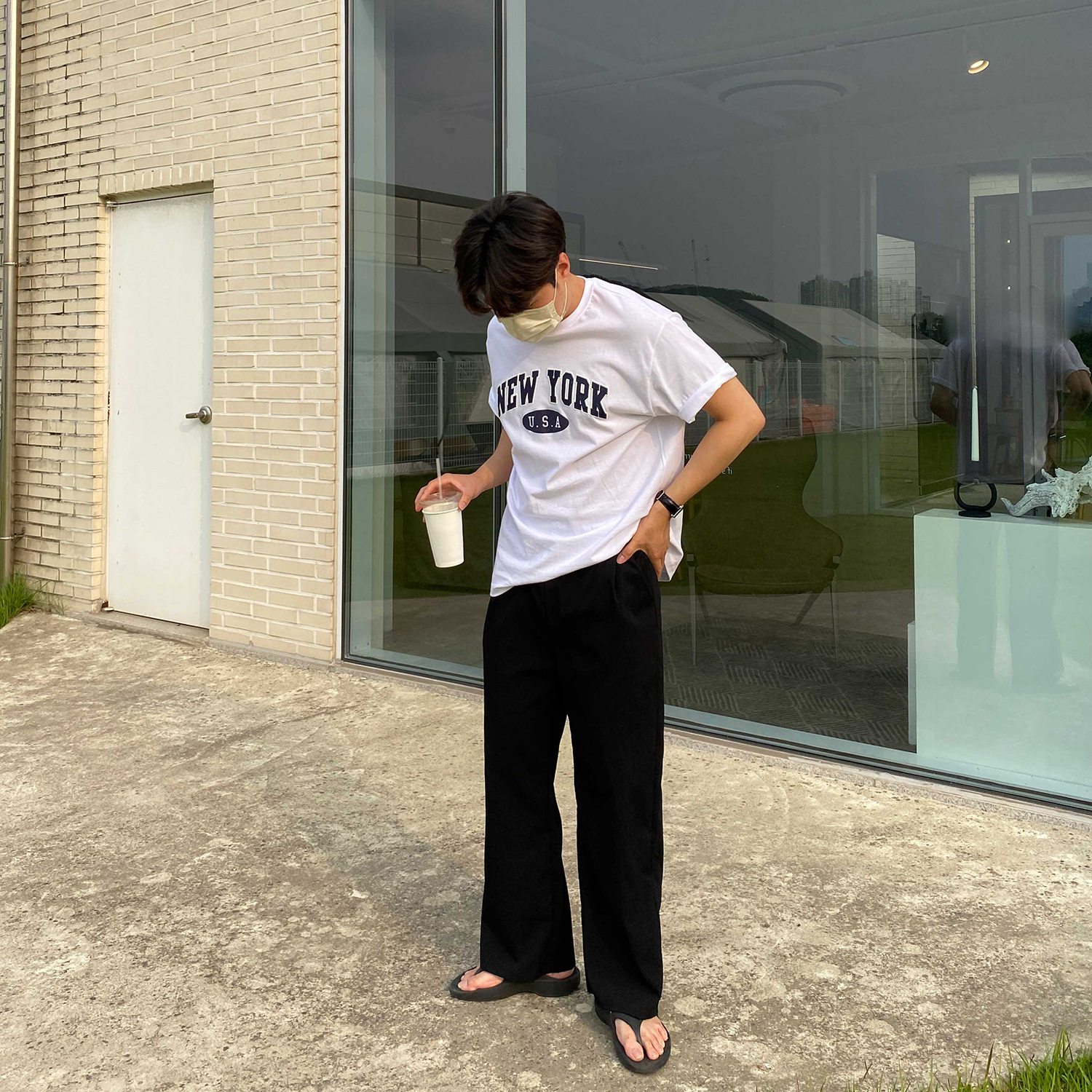 1+1 남자린넨바지 남자와이드팬츠 통큰바지 - 상세 이미지 2