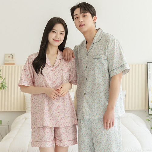 여성 잠옷 남자 파자마 반팔 커플잠옷 신혼부부 연인 806-706 꽃향기2 이미지 3