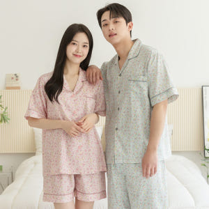 여성 잠옷 남자 파자마 반팔 커플잠옷 신혼부부 연인 806-706 꽃향기... 착용 후기 | 사이즈/핏 총정리 - 상품 이미지 3