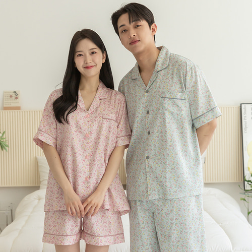 여성 잠옷 남자 파자마 반팔 커플잠옷 신혼부부 연인 806-706 꽃향기2 이미지 4