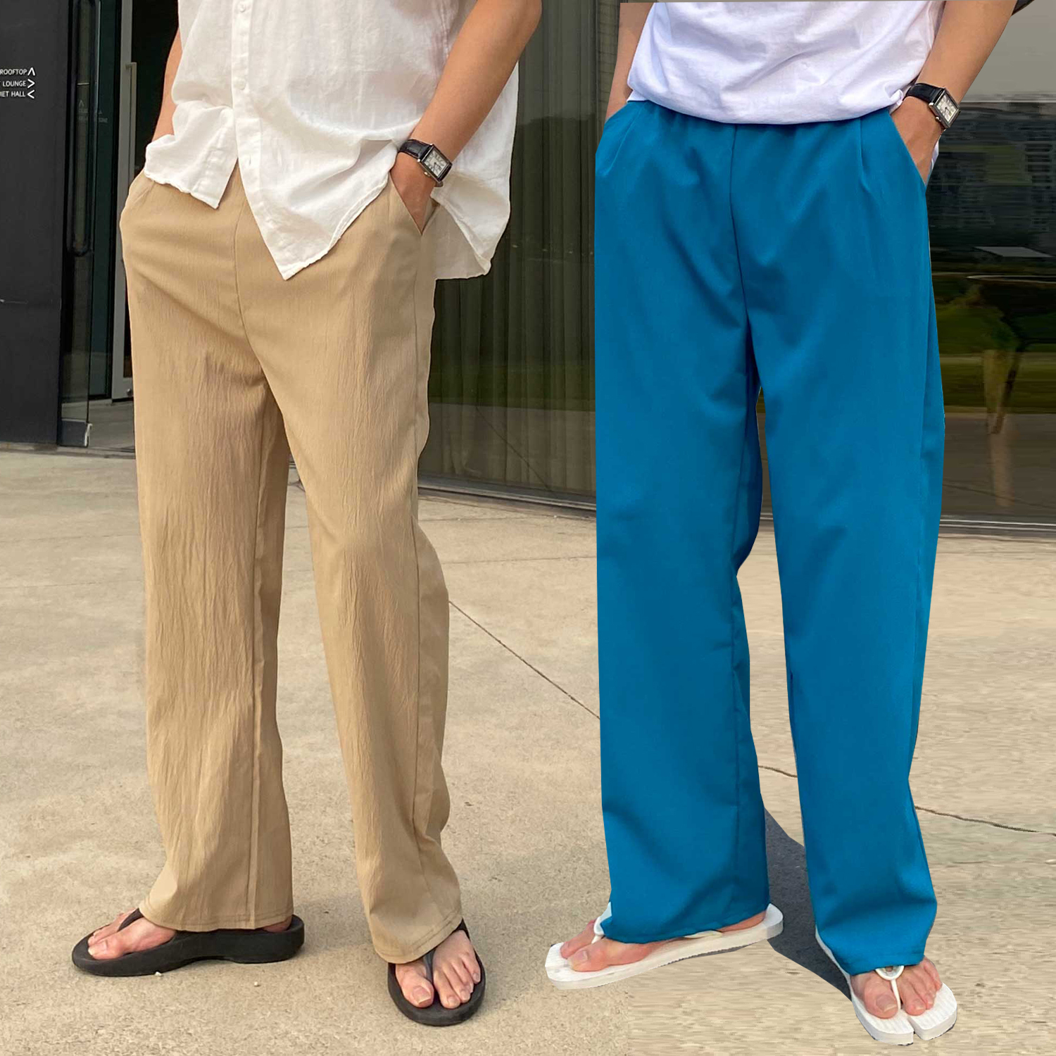 남자린넨바지 남자와이드팬츠 통큰바지 - 상품 이미지