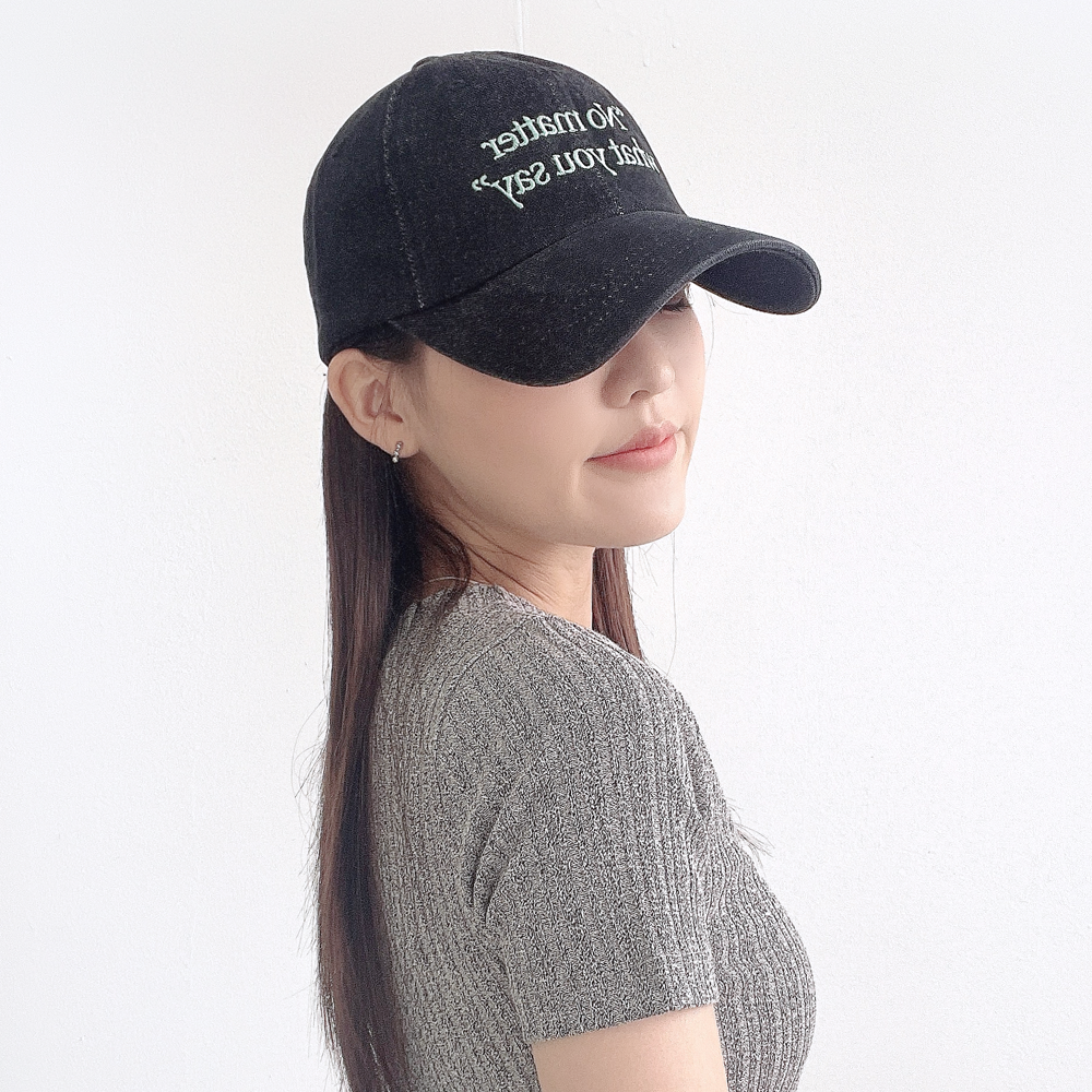 no matter 워시드 데님 남자 여자 볼캡 모자